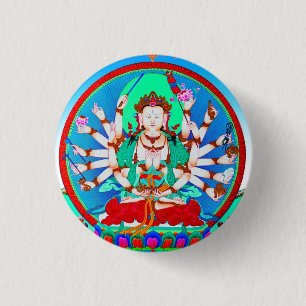 Cool tibetan thangka tattoo Cundhi Bodhisattva 3 Cm Round Badge
