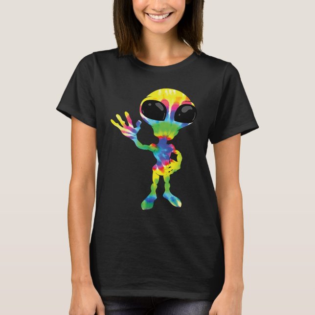 Cool Tie Dye Alien   Dyed Extraterrestrial T-Shirt (Front)