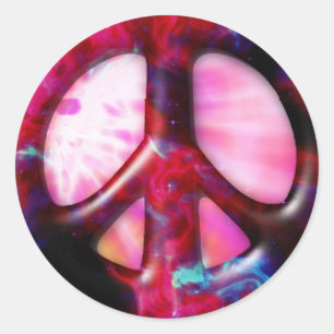 Cool Tie Dye Space Nebula Peace Sign Classic Round Sticker