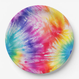Cool Tie Dye Sun Burst Paper Plate