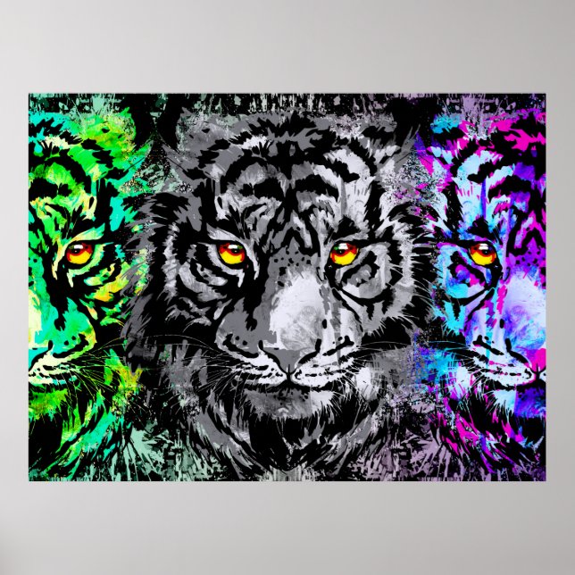 Cool Tiger Artwork - Wildlife Big Cats - Tiger Poster (Front)