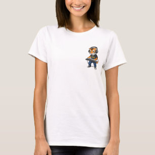 Cool Tiger Cub DJ Playing Electronic Keyboard Wear T-Shirt