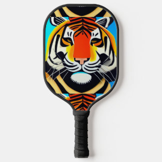 Cool Tiger Face Abstract Art Pickleball Paddle