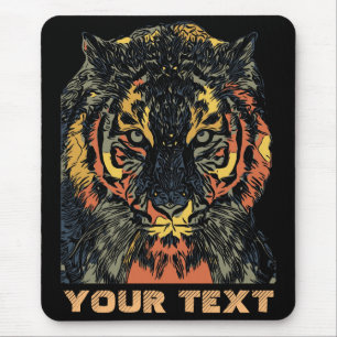 Cool Tiger Face Art Add Your Own Text Mouse Pad