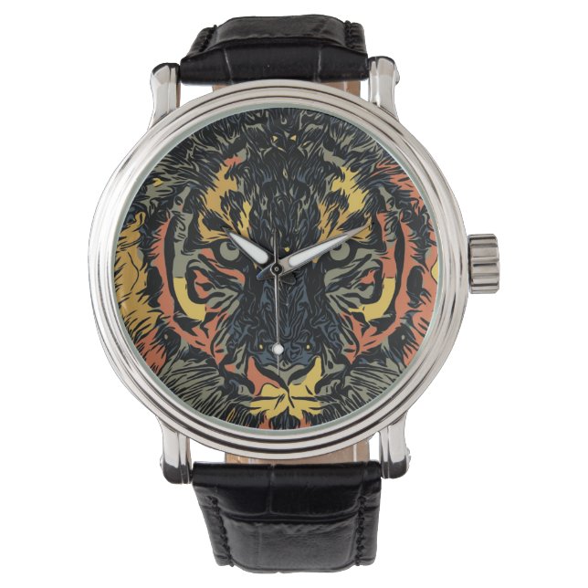 Cool Tiger Face Art Watch (Front)
