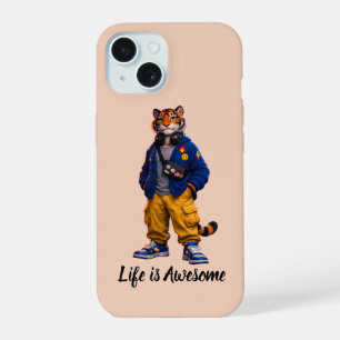 Cool Tiger in Streetwear Art - Urban Style Tiger iPhone 15 Case