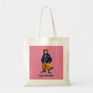 Cool Tiger in Streetwear Art - Urban Style Tiger Tote Bag