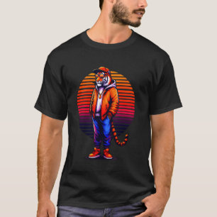 Cool Tiger Modern Urban Style Sunset Retro Art T-Shirt