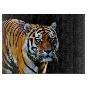 Cool Tiger With Black Background Cutting Board