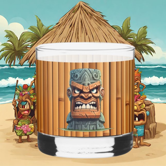 Cool Tiki head party  Whiskey Glass (Creator Uploaded)