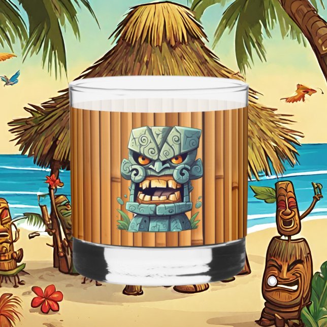 Cool Tiki head party  Whiskey Glass (Creator Uploaded)