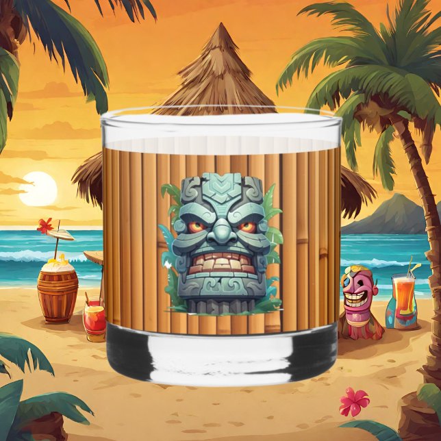 Cool Tiki head party  Whiskey Glass (Creator Uploaded)