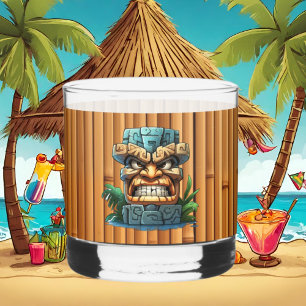 Cool Tiki head party Whiskey Glass