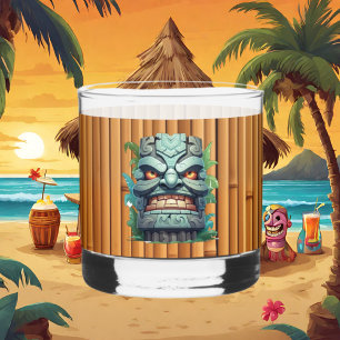 Cool Tiki head party  Whiskey Glass