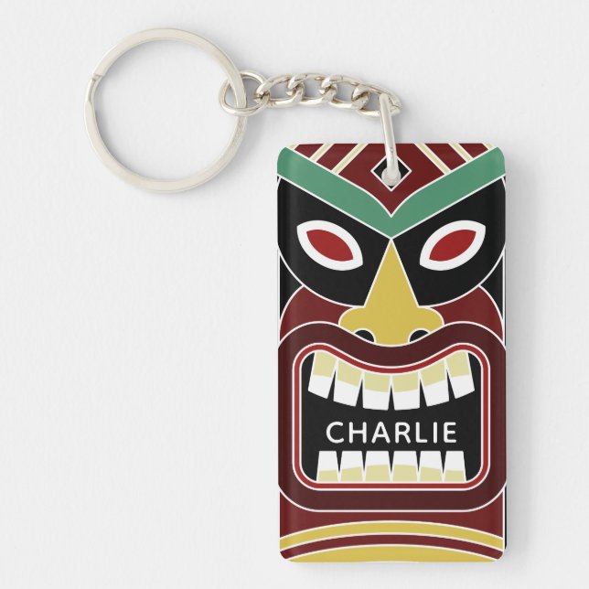 Cool Tiki Totem custom name key chain (Front)