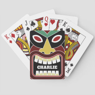 Cool Tiki Totem custom name playing cards