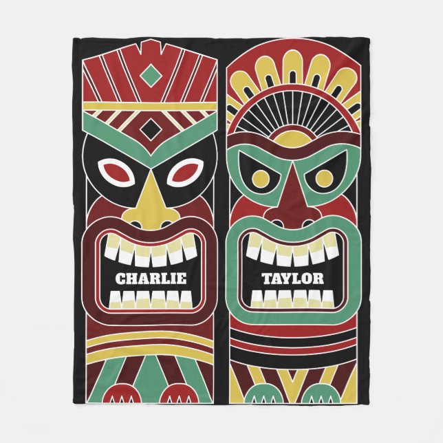 Cool Tiki Totems custom names fleece blankets (Front)
