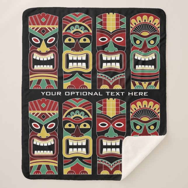 Cool Tiki Totems custom text fleece blankets (Front)