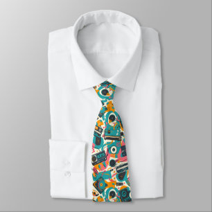 Cool tiled 80s music pattern tie