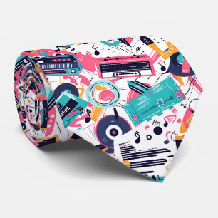 Cool tiled 80s music pattern  tie