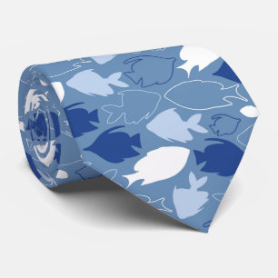 cool tiled beach fish pattern tie