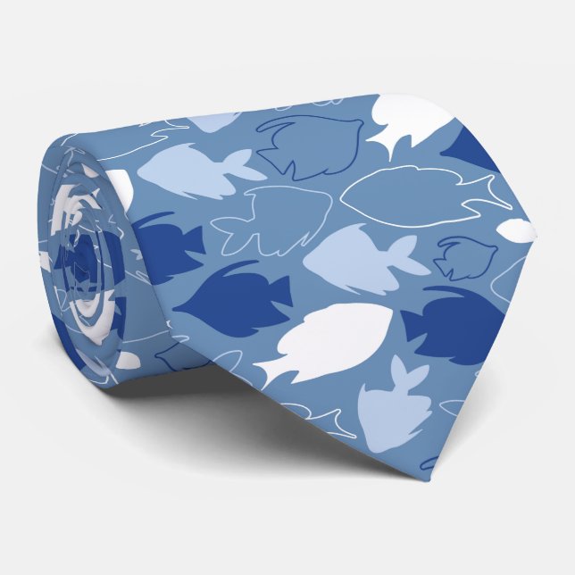 cool tiled beach fish pattern tie (Rolled)