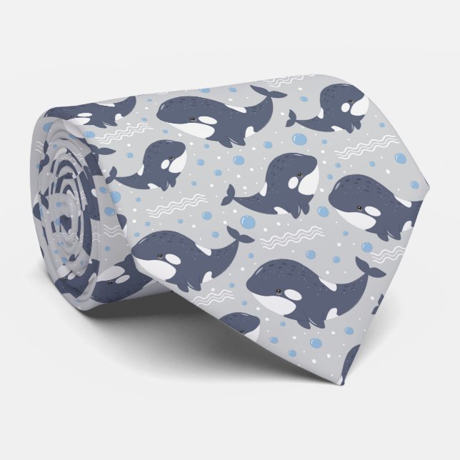Cool tiled beach whale tie (Rolled)
