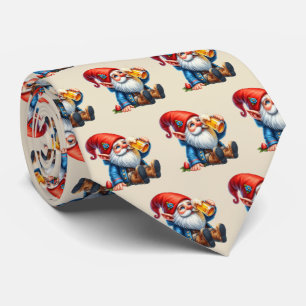 Cool tiled beer gnome pattern  tie