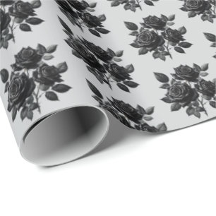 Cool tiled black Gothic roses pattern  Wrapping Paper