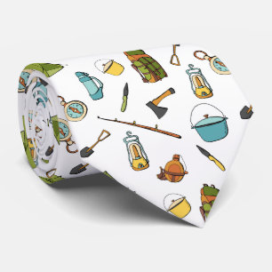 cool tiled camping pattern  tie
