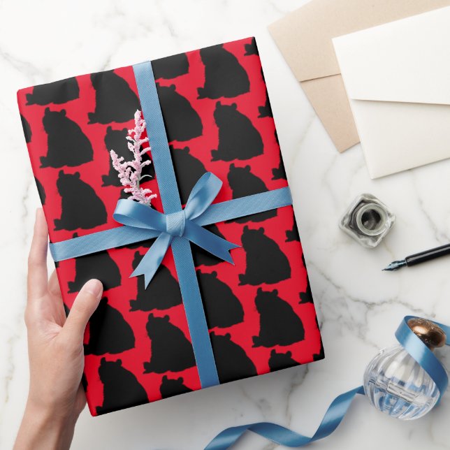 cool tiled Country black bear pattern party Wrapping Paper (Gifting)