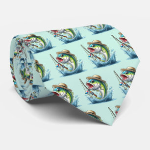 Cool tiled fishing lovers neck tie