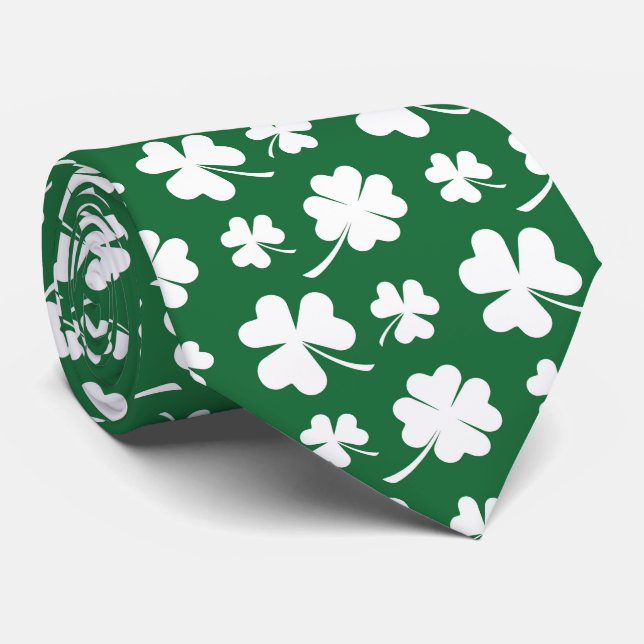 Cool tiled four leaf clovers shamrocks pattern  tie (Rolled)