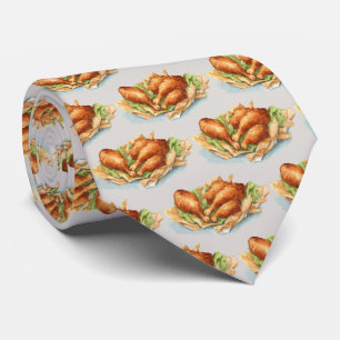 cool tiled fried chicken pattern  tie
