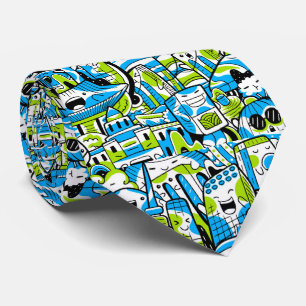 cool tiled graffiti pattern  tie