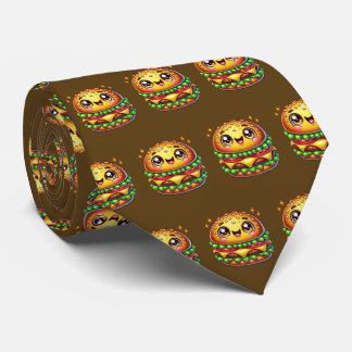 Cool tiled hamburger pattern fast food tie