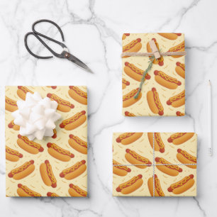 cool tiled hotdog fast food pattern wrapping paper sheet