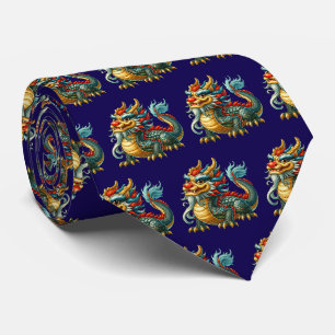 Cool tiled Japanese Dragon Tie