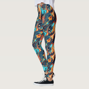 Cool tiled liquid abstract pattern leggings