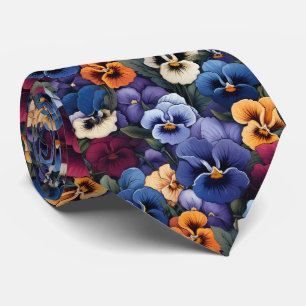 Cool tiled pansy pattern tie