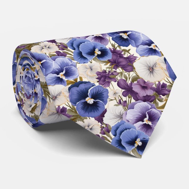 Cool tiled pansy pattern  tie (Rolled)