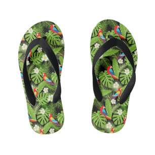 Cool tiled parrots pattern Tropical Kid's Jandals