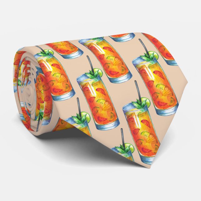 Cool tiled pattern cocktail bartender tie (Rolled)