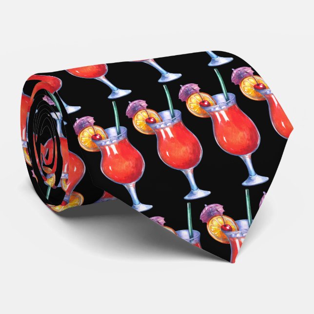 Cool tiled pattern cocktail bartender  tie (Rolled)