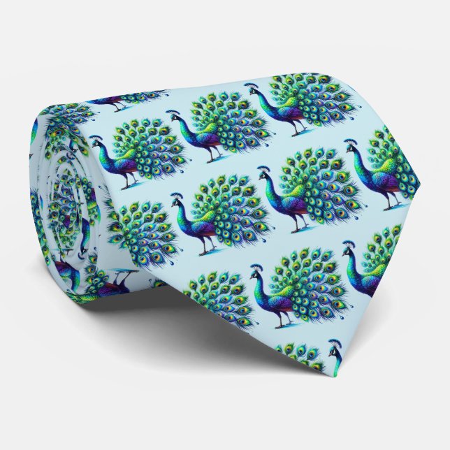 Cool tiled peacock pattern  tie (Rolled)