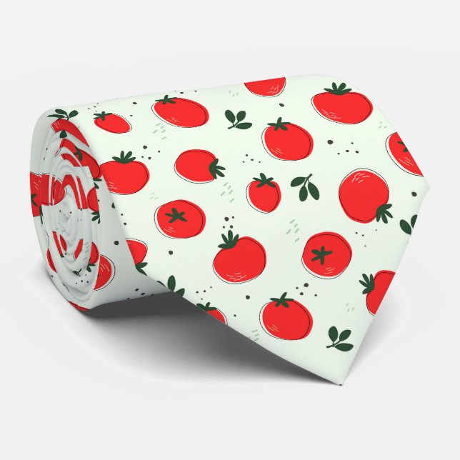 cool tiled tomato fruit pattern tie (Rolled)