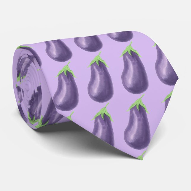 Cool tiled vegetable pattern eggplant  tie (Rolled)