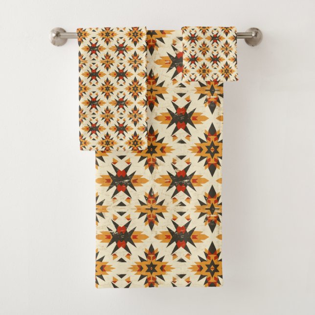 Cool tiled Western pattern  Bath Towel Set (Insitu)