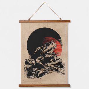 Cool Toad Wabi Sabi Art   Vintage Japanese Frog Hanging Tapestry