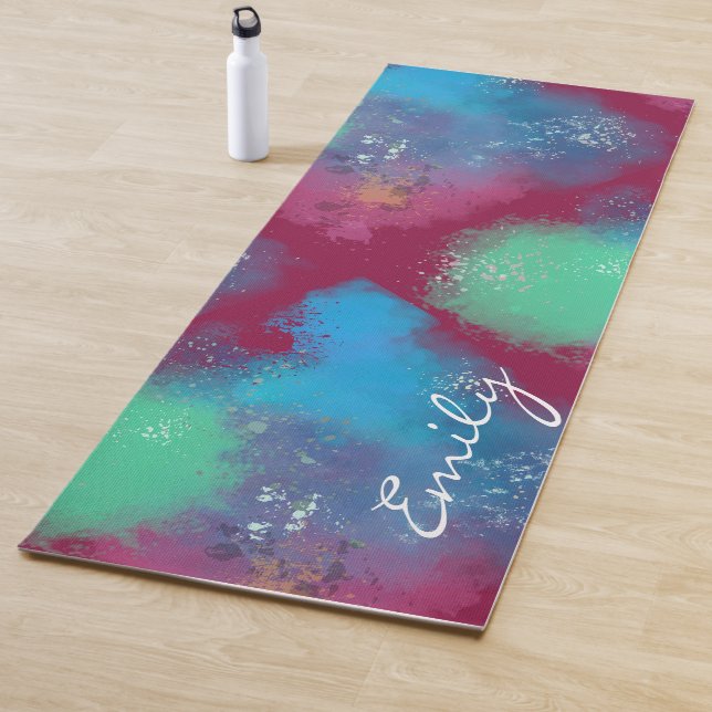 Cool Tones Abstract Oil Paint Gradient Leggings Yoga Mat (In Situ)
